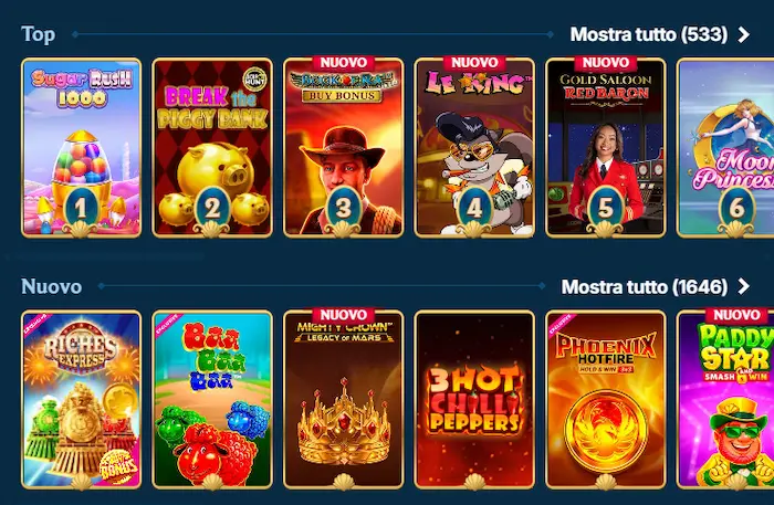 Aquawin Casino giochi